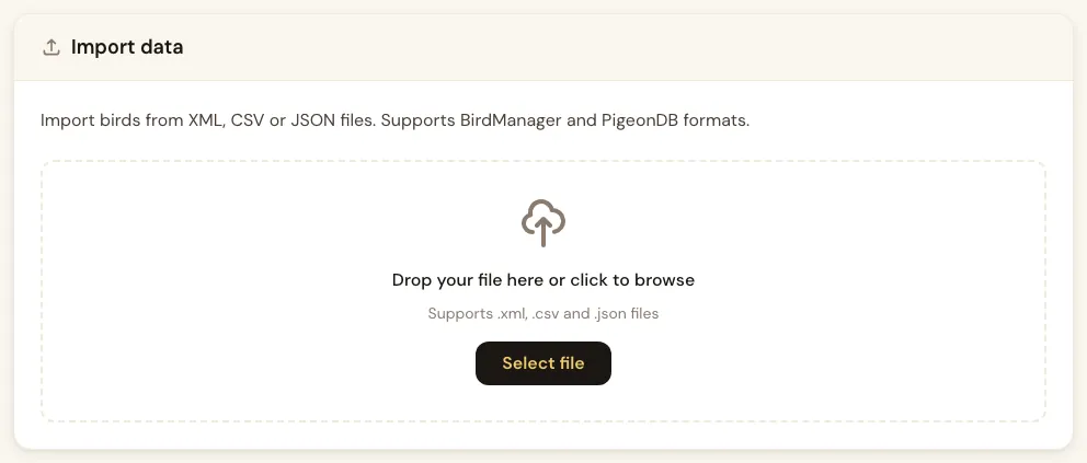 Import area where you drop a file